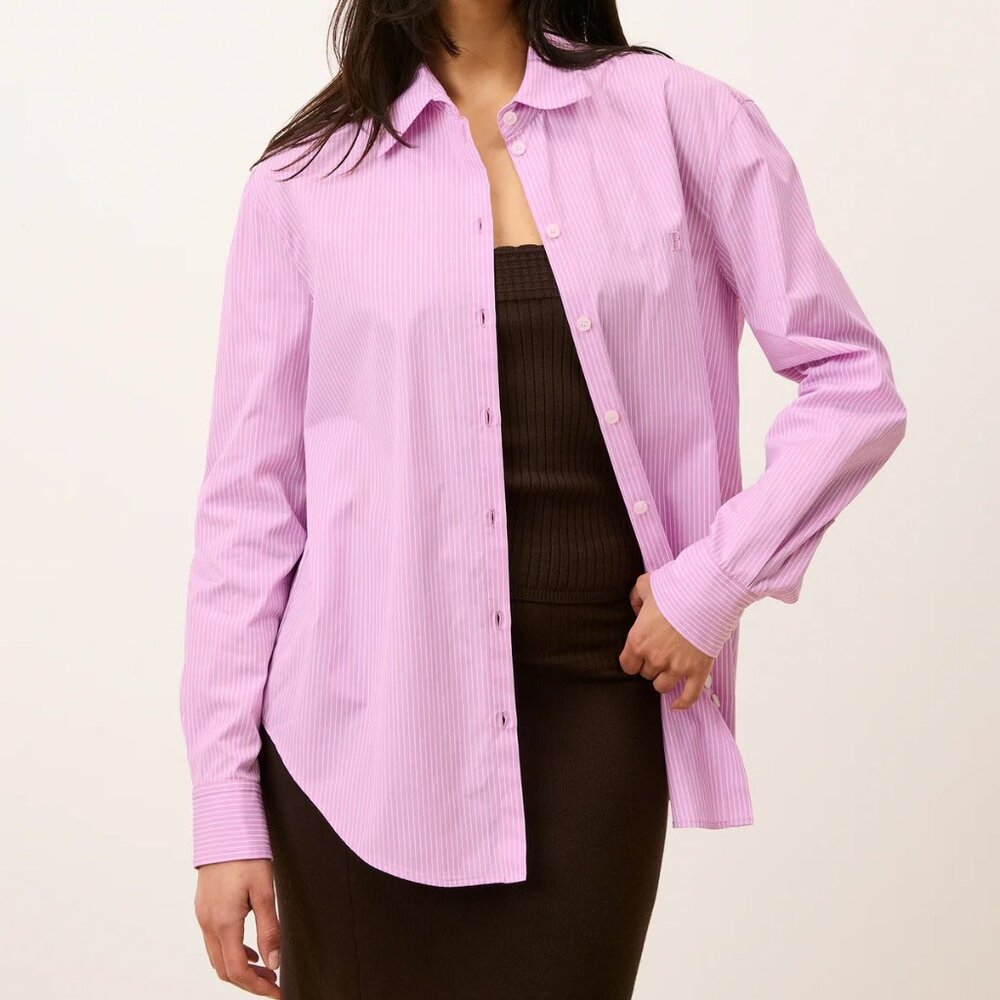 Rouje oversized pink striped blouse